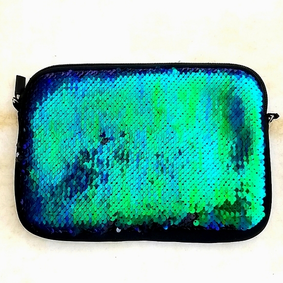 Mermaid Sequin Soft Zip Top Pouch Handbag - Picture 5 of 14
